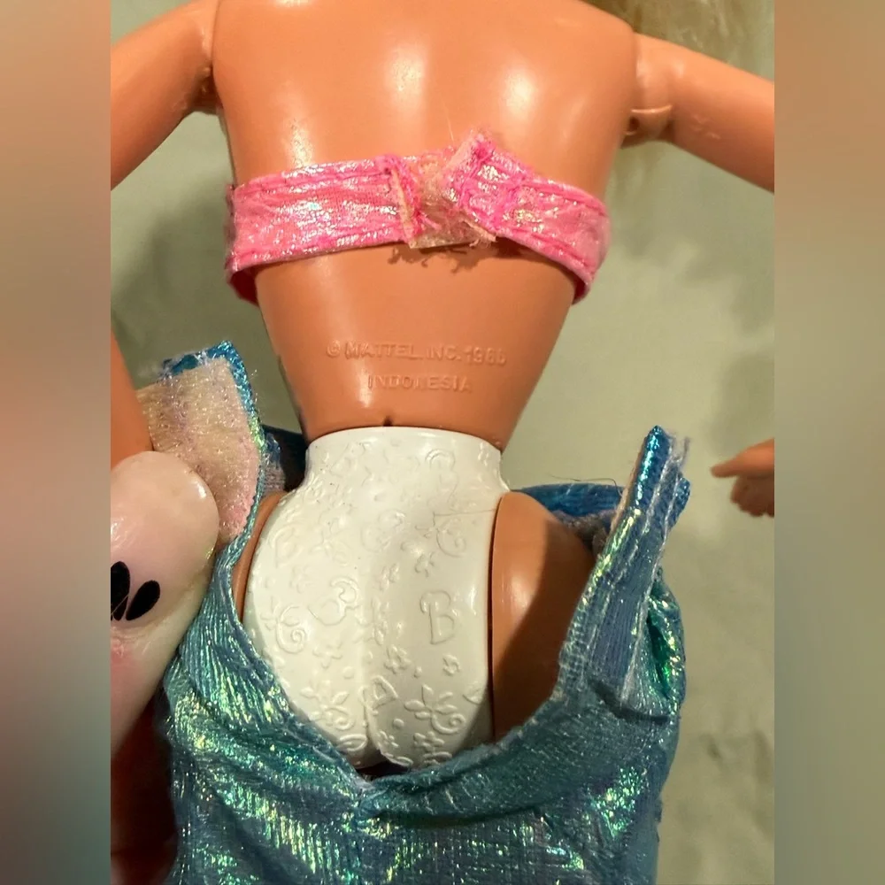 Vintage Barbie 1980s 1990s Mermaid Outfit Visor Blonde Doll Collectable